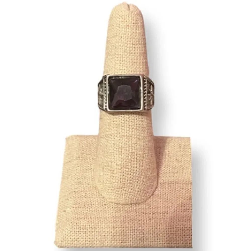 🤯5/$25🤯 Square Amethyst Silver Ring - Picture 1 of 5